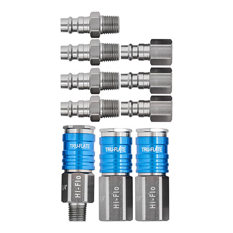 Tru-Flate 1/4in HI FLO Design  x 1/4in NPT Aluminum Plug/Coupler Set product photo